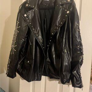 Fashion Nova Mackenzie Black Studded Leather Jacket